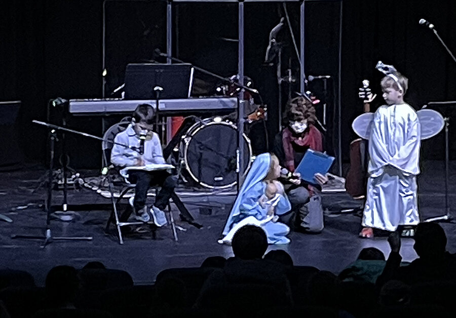 kindergarten students celebrate the birth of Jesus