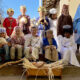 Christmas art, nativity play, and giving tree