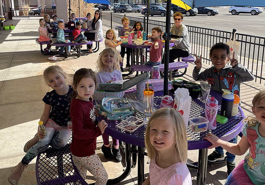 when the weather is nice, FRCS pre-kindergarten students may eat lunch on the patio